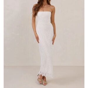 Park & Fifth White Strapless Lace Column Dress